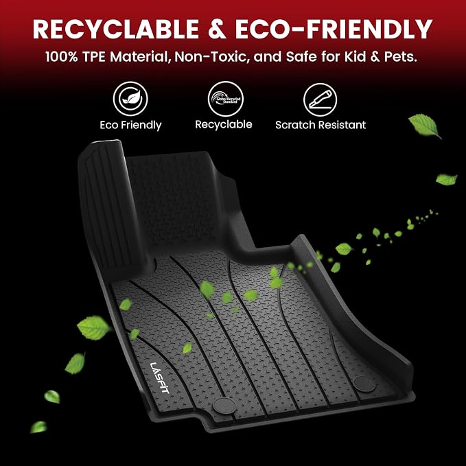 LASFIT Floor Mats for Mercedes Benz E Class E350 / E450 AMG / E53 2026 2025 2024 (Fit Sedan & All-Terrain), All Weather TPE Anti-Slip Floor Liners Fit for E Class 2024-2026, 1st & 2nd Row Set, Black