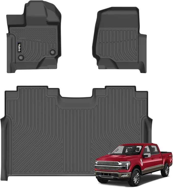 Wailtnb-Floor Mats Custom for Ford F-150 2015-2026 | F150 Lightning 2022-2025 SuperCrew Cab (Rear w/o Fold Flat Storage) All Weather Protection Waterproof Floor Liners Front& 2nd Row Accessories