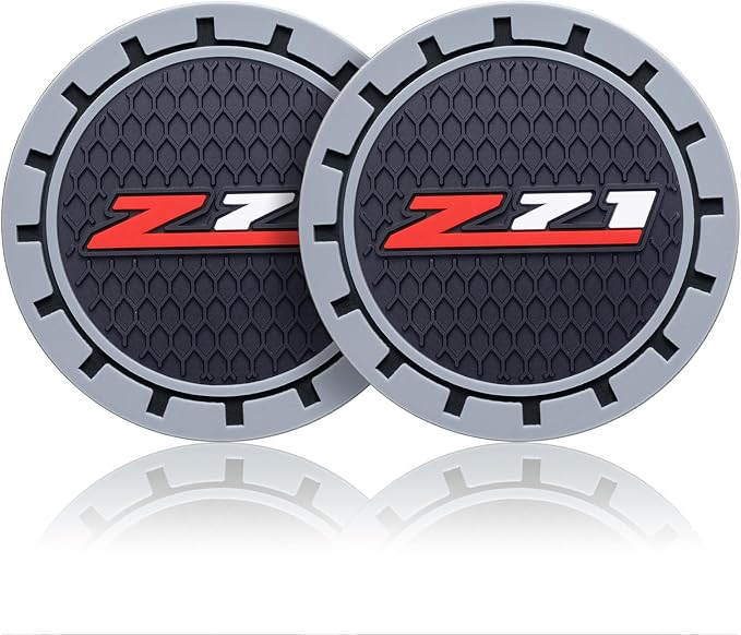 Car Cup Coaster, 2PCS Universal Non-Slip Cup Holders, Compatible with Chevy Z71 Colorado Silverado Series Car Cup Holder Coasters，Car Drink Coaster Holder Accessory, Black