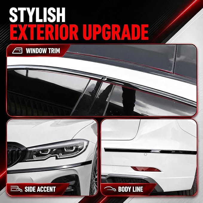 Pangda Glossy Black Body Side Molding Trim 1 Inch Wide Universal Car Bumper Door Edge Protector 20 Feet Self Adhesive Automotive Guard for Trucks Suvs Marine Crafts and DIY Home Furniture