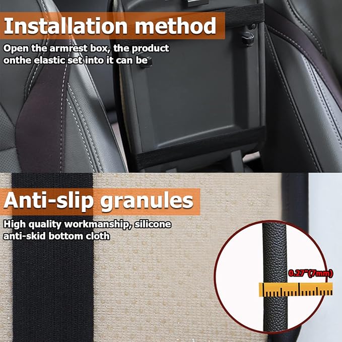 Moly Magnolia Car Center Console Cover, Leather Waterproof Armrest Seat Box Cushion Pad, Universal Decor Protector Mat, Auto Interior Accessories for SUV Truck Vehicle (Yellow)
