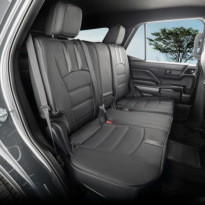 coverdream Tacoma Seat Covers Full Set for 2016-2023 Toyota Tacoma Double/Crew Cab SR,SR5,TRD Off Road,TRD Pro,TRD Sport,Limited Pickup,Waterproof Leather Car Seat Protector(Black & Carbon Fiber)