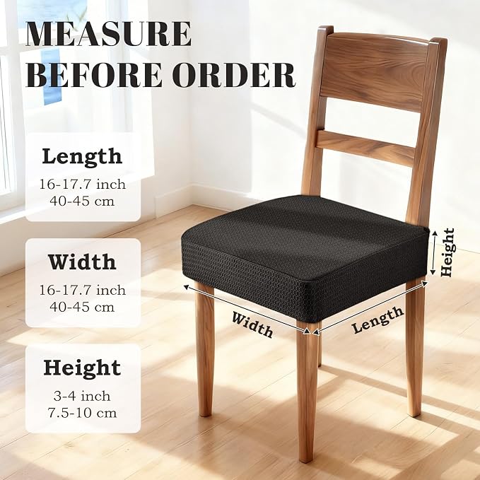 Songrey Waterproof Chair Covers for Dining Chairs, Set of 2, Black | No Rear Seat Covers for Dining Room , Chair Protector Slipcover, Stretch Removable Washable
