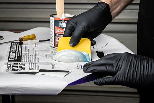 Evercoat Body Shop 105035 Pro-Grade Glazing Putty for Filling Minor Dings, Scratches and Low Spots in Aluminum, Fiberglass & More, Easy Mix Hardener Included 13 Fl Oz.