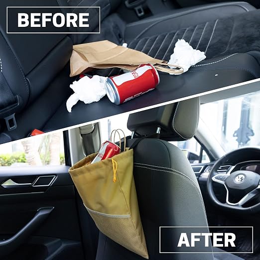 GNEGNI 2PCS Hanging Car Garbage Can - Waterproof Leakproof Trash Bag | Car Trash Can with Durable Leakproof Lining, Keeps Vehicle Clean and Neat