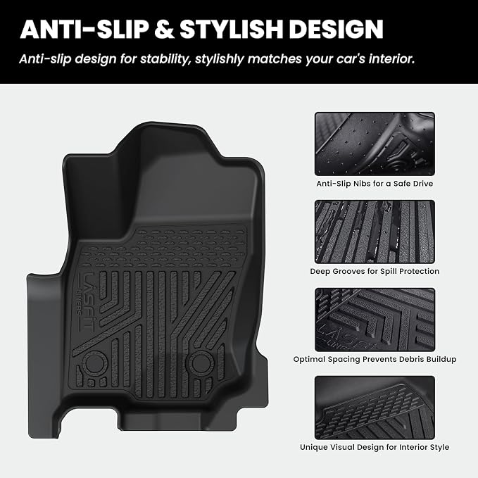 LASFIT Floor Mats for Toyota 4Runner 2025 (Only fit Hybrid) wtih Trunk mat&backrest mat, All Weather TPE Custom Fit Floor Liner for 4 Runner TRD/Limited/Platium 6th gen Front&Rear Car Mats, Black