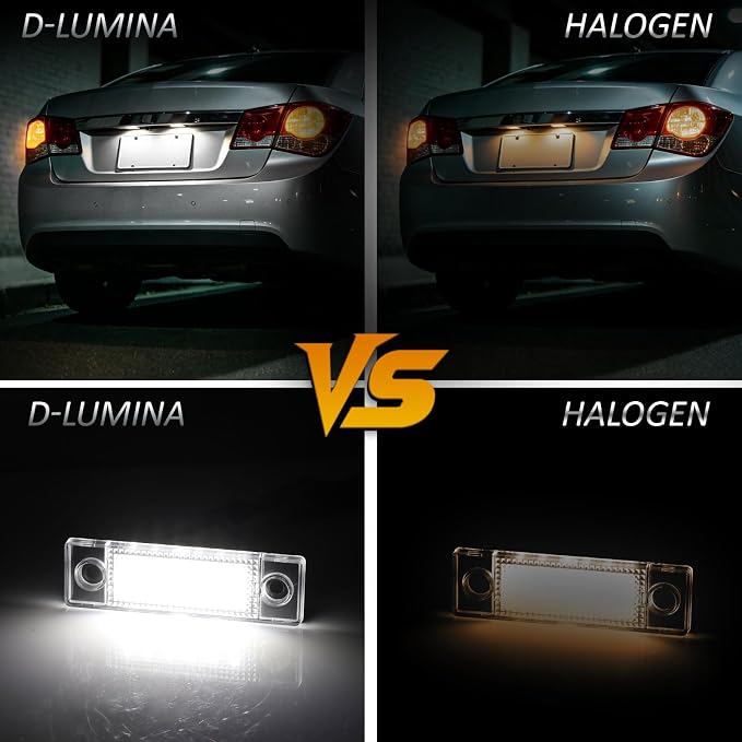 D-Lumina LED License Plate Lights Tag Lamp Assembly Compatible with Chevy Cruze 2009-2023, Powered by 18-SMD 6000K White LED Tag Light, Pack of 2