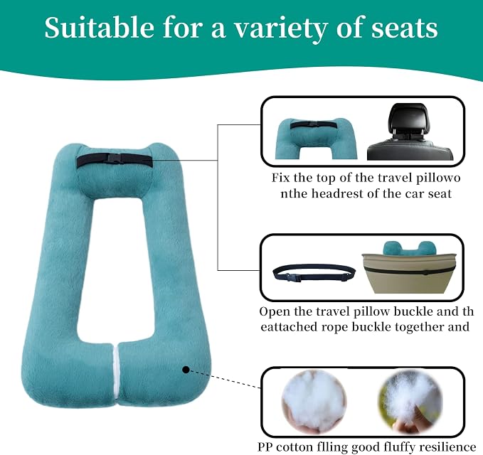 FHSGGP Travel Pillow Upgraded Version of Aircraft Travel Neck Pillow | With Storage bag, Sleep Pillows for Travel by Train, Car, or Plane, Supporting the Head and Body, Travel Pillow for Kids
