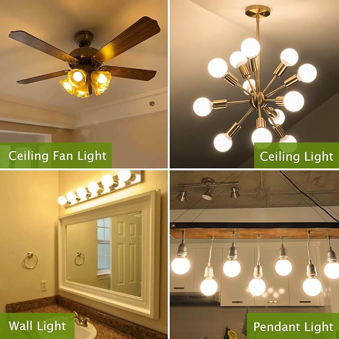 8-Pack G25 LED Vanity Light Bulbs 120V 40 Watt Equivalent, E26 Base, 2700K Warm White LED Globe Light Bulbs for Bathroom Mirror, Non-Dimmable