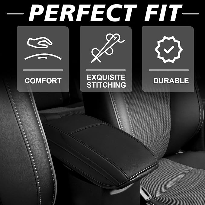 Muslogy Center Console Armrest Cover Fit for Toyota Corolla 2014-2019 Accessories, Comfort Armrest Pad Console Lid Cushion Vegan Leather Regular Thick
