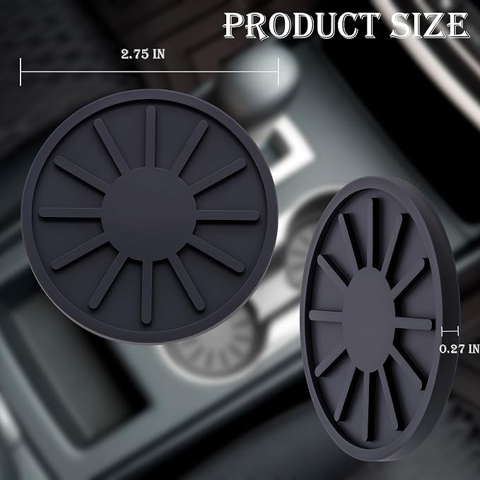 2-Piece Non-Slip Car Cup Holder Coaster – 2.75 Inch Auto Insert, Universal Fit for Cars & SUVs – Durable & Easy to Clean Drink Mat (Black)
