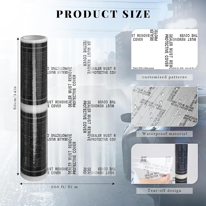 Nuanchu 4 Mil Auto Adhesive Plastic Floor Mat 24" x 200' Car Care Products Carpet Protector Film Roll Sticky Car Floor Mats Perforated Protector Cover Sheets Every 24", 150 Mats Per Roll