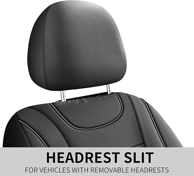 HChengkikz Front Car Seat Cover, Waterproof Faux Leather (Black) | Car Seat Protectors, Quilting, Easy to install, Airbag Compatible, Universal Fit for Most Suvs, Trucks, SUVs
