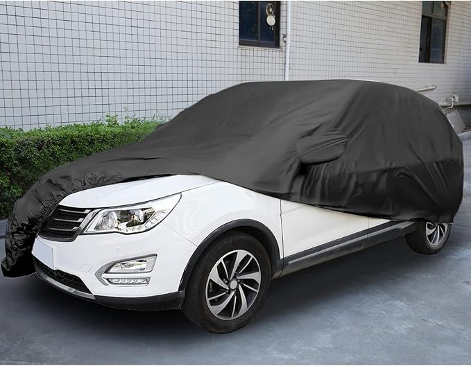 uxcell YXL Heavy-Duty Waterproof & Breathable Car Cover with Mirror Pockets - UV/Snow/Rain/Dust Resistant Protection for SUV, Truck, Sedan (5.25m X2m X1.6m)