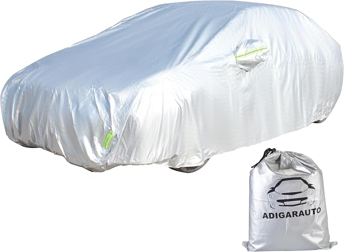 Car Cover Fit for 170-190 inches Length SUV Waterproof All Weather Outdoor Full Cover Rain Sun UV Protection Driver Side Door Zipper Dirtproof, Scratch Resistant, Breathable, Dustproof