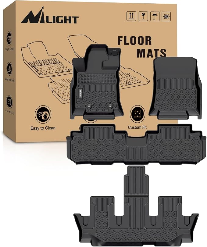 Nilight TPE Floor Mats for Subaru Ascent 7 Seater 2nd Row Bucket Seat 2019 2020 2021 2022 2023 2024 2025 2026 All Weather Custom Fit Heavy Duty Floor Liners