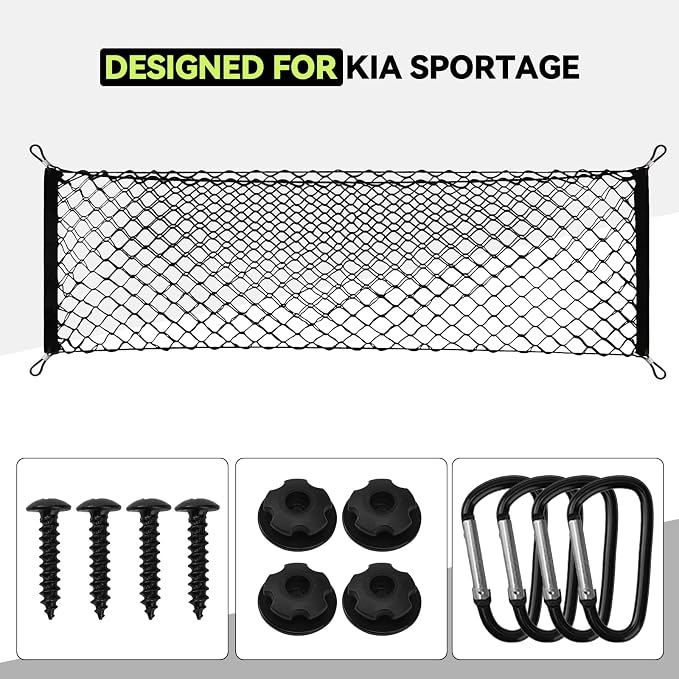 Tongama-Cargo Net for 2023-2026 Kia Sportage, Heavy Duty Elastic Trunk Storage Net with Hooks for Kia Sportage Car Exterior Accessories