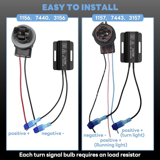 Led Resistor - Car Load Resistors 2 Pcs 50W 30hm Load Resistors - Fix LED Bulb Fast Hyper Flash Turn Signal Blink Error Code