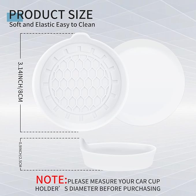 Amooca Automotive Cup Holders Universal Car Cup Coaster Waterproof Non-Slip Sift-proof spill Holder Car Interior Accessories 2 Pack White