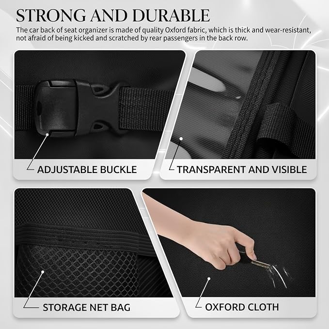 Backseat Car Organizer,Foldable Back Seat Car Organizer with Cars Tray & Cup Holder,Multifunctional Back of Seat Cars Organizers as Rear Seats Organizers for Most Vehicles