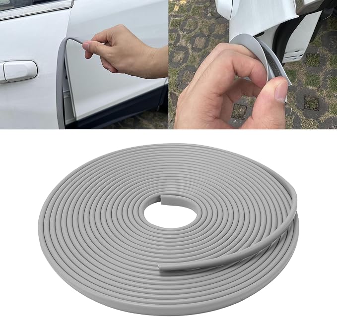 Winunite 16.4ft (5m) Car Door Edge Guards Light Gray – Self-Adhesive PVC, U-Shaped, Fits Most Vehicles, Fade-Resistant, Scratch- and Chip-Resistant – Reduces Dings in Parking Lots