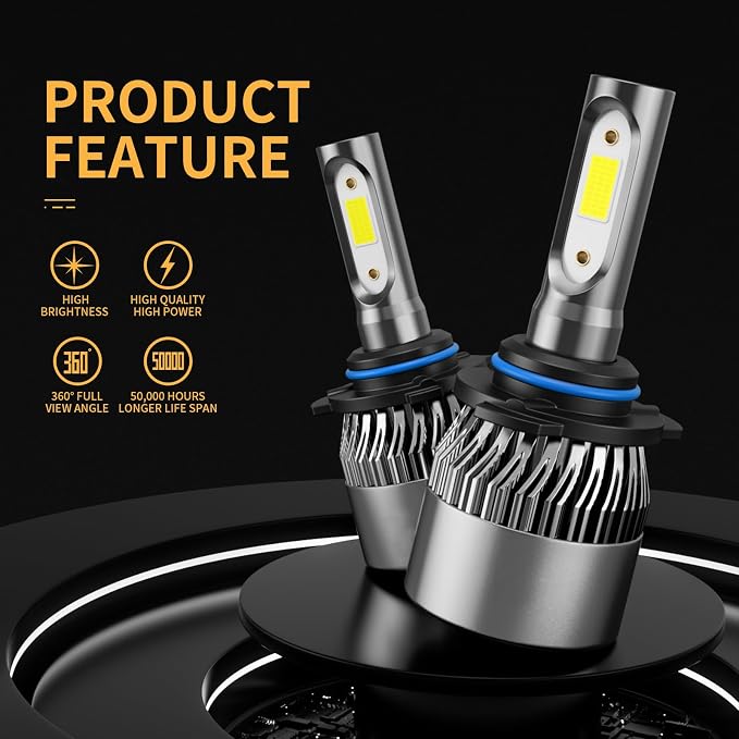 𝟫𝟢𝟢𝟨/𝖧𝖡𝟦 Bulb 6500K Cool White 60000LM 900% Brighter, 1:1 Beam Plug and Play IP68 Waterproof Off-Road Lights, Pack of 2