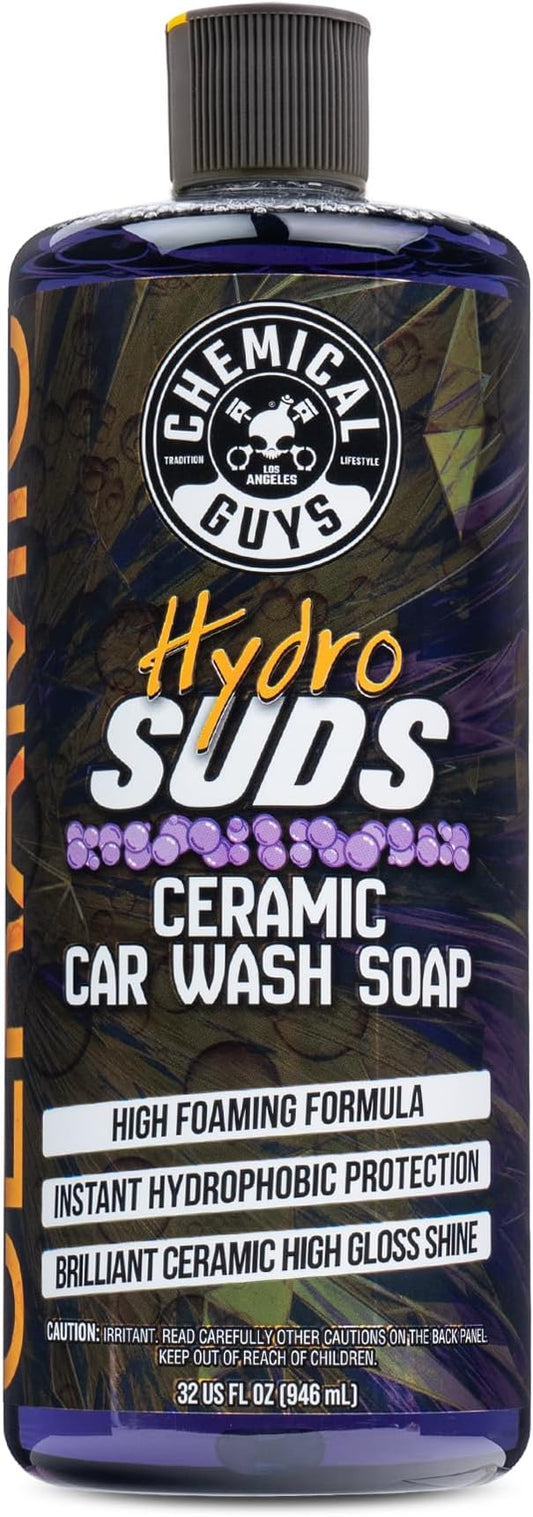Chemical Guys, HydroSuds Ceramic High Foaming Car Wash Soap, Berry, 32 oz | Ceramic polymers add gloss and water beading, thick foam for cannons, guns or buckets