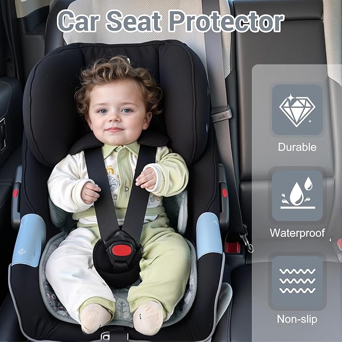 Piddle Pad Waterproof Car Seat Protector for Potty Training – Flat, Padding-Free Machine Washable Seat Cover for Spills & Potty Accidents – for Car Seat, Stroller, High Chair (Gray, 2PC)