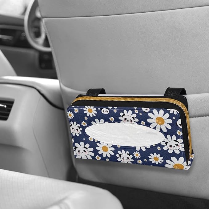 Universal Car Visor Tissue Holder Blue Daisy Panda Car Visor Accessories Tissue Box for Sun Visor & Back Seat