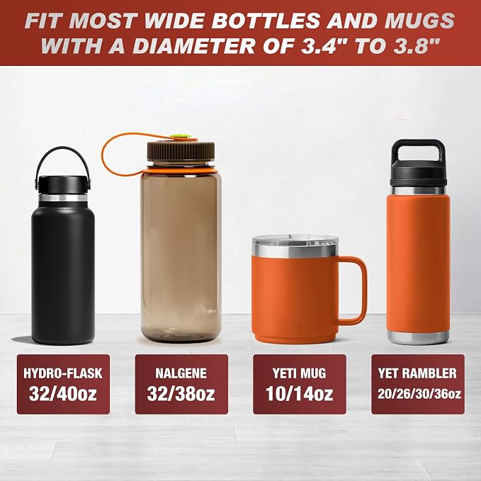 Frokom Cup Holder Expander for Car,Upgraded Car Cup Holder Expander Adapter with Offset Adjustable Base, Fit Most Large Bottles and Mugs-Yeti Ramblers 14/24/36/46oz, Hydro Flasks 32/40oz
