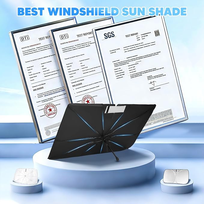 KUST Ice Crystal Sun Shade Umbrella for 2018-2026 Chevrolet Chevy Traverse | Custom Fit Windshield Sunshade | Foldable Sunshade with Bendable Handle | Blocks Heat & UV Scratch Resistant Keep Car Cool