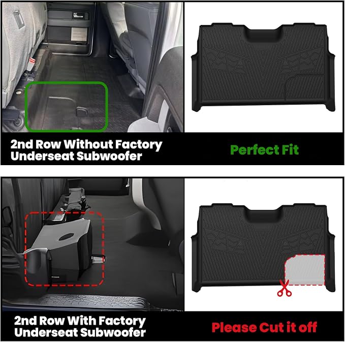 LASFIT Floor Mats for Ford F-150 2011-2014 SuperCrew Carpet Floor Bucket Seat All Weather TPE Protector Custom fit Truck Liners for F150 Crew Cab, 1st & 2nd Row, Durable & Easy Clean