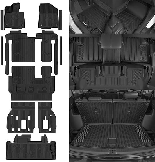 Naibeve Floor Mats for 2021-2026 Toyota Sienna 8 Seats 2nd Row Bench Seat | All Weather Custom Fit Floor Mats, Cargo Mat, Backrest Mats, Door Sill Guards Interior Protector accessories