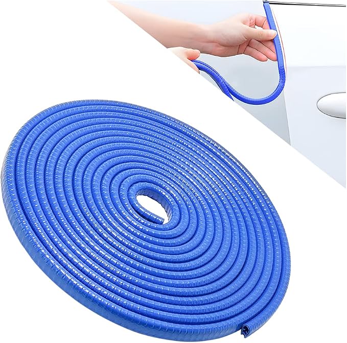 U Shape Rubber Seal Car Edge Trim, Automotive Door Protector, No Glue Required, Universal for Most Cars (Blue/10FT)