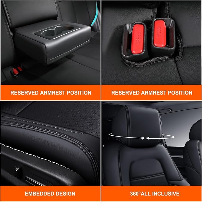 AOMSAZTO Custom Fit Seat Cover for Nissan Rogue Regular 2014-2020 | (Not for Hybrid &Sport) 2014 2015 2016 2017 2018 2019 2020 Full Set Faux Leather Rogue Seat Cover Protector Black