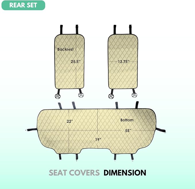 FH Group Car Seat Cushion Neosupreme Automotive Seat Cushions - Universal Fit, Rear Car Seat Cushion, Car Seat Cushions with Non-Slip Silicone Backing for SUV, Sedan, Van Rear Set Aqua