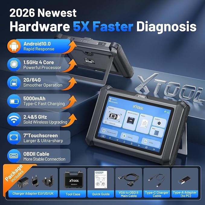 XTOOL D7S Bidirectional Scan Tool OBD2 Scanner Diagnostic Tool ECU Coding | V2.0 Upgrade D7 OE-Level All System Diagnostics, Live Data, PMI, Crankshaft Relearn, 39+ Reset, 3-Yr Update, FCA AutoAuth SGW