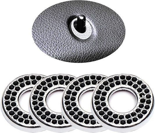 1 Pack 4 Pcs Bling Car Inner Door Lock Covers, Car Bling Accessories For Women Rhinestone, Rhinestones Pull Rod Bolt Decoration Covers Compatible With Mercedes-Benz A,B,C,D,E Class, Gla ,Glc (Black)