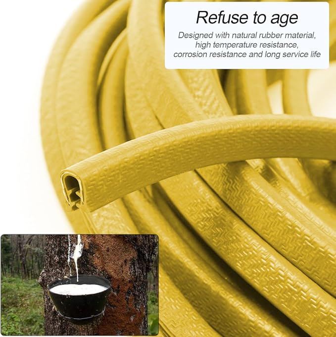 Osilly Car Door Rubber Seal Strip, 32.8Ft Self Adhesive Weather Stripping Automotive Edge Trim, Weatherstrip Soundproof Vehicle Tailgate Window Sealing Cover, Universal for SUV RV Truck (Yellow)