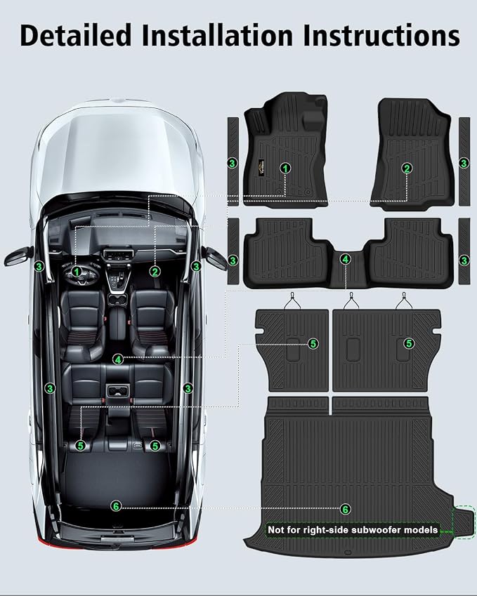 Floor Mats Fit for Subaru Forester Hybrid 2025 2026 Trunk Mat with Backrest Mat All Weather TPE Rubber Cargo Liner Back Seat Protector Full Set for Forester 2025 Plug-in Hybrid Accessories, Black