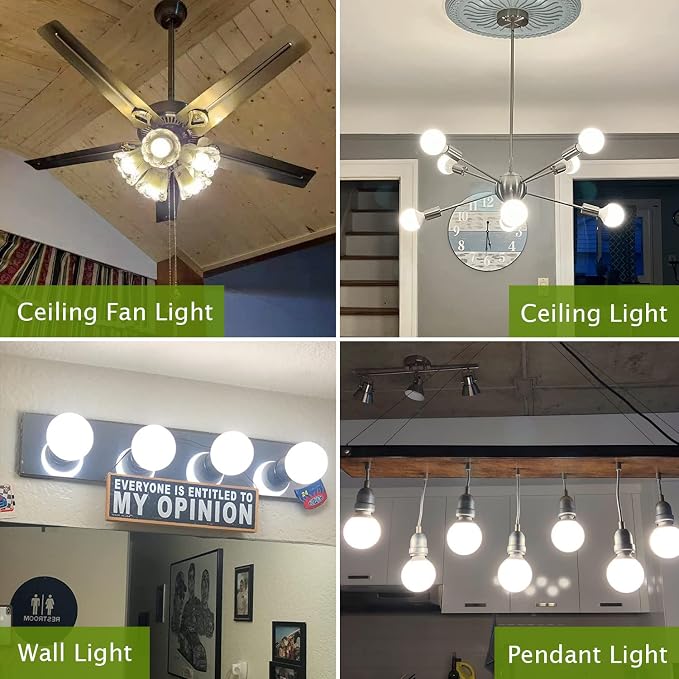 8-Pack LED Bathroom Light Bulbs, 4000K Natural White Night Light Bulb, Non Dimmable Makeup Mirror Lights for Bedroom, E26 Medium Screw Base