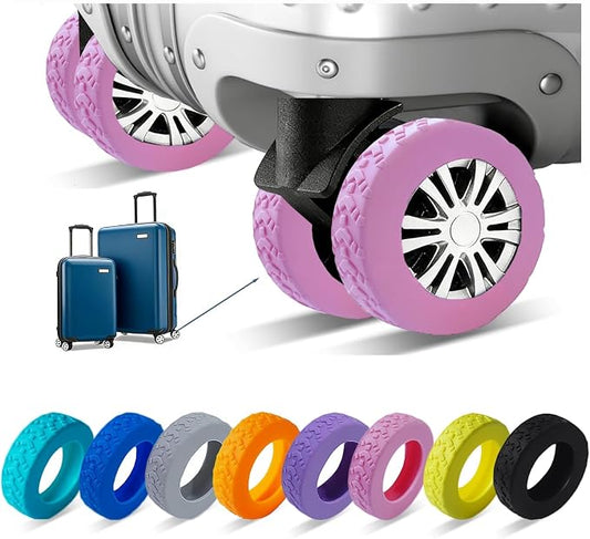 8 Pcs Luggage Wheel Covers, Anti-Noise, Fits 2-2.4" suitcase wheel, Pink | suitcase wheel covers, Widened & Thickened Silicone, Anti-Noise & Scratch-Proof, Fits 2-2.4" Carry-On Luggage Wheels