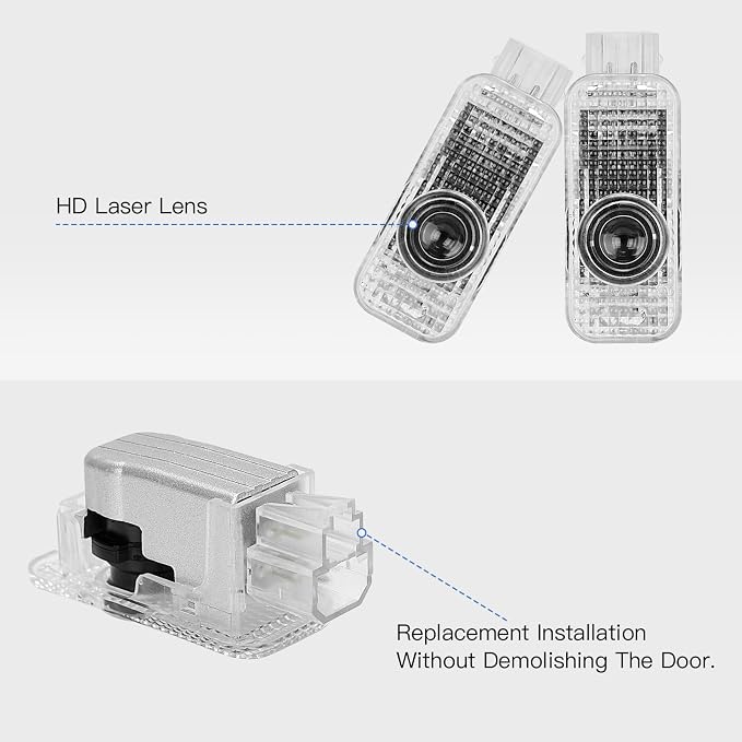 Car Door Lights Logo Projector - 4K HD Puddle Lights for A1/A3/S3/RS3/A4/S4/RS4/A5/S5/RS5/A6/S6/RS6/A7/S7/RS7/A8/S8/Q3/Q5/SQ5/Q7/SQ7/Q8/SQ8/RSQ8/TT/TTS/TTRS/R8 Series (4 Pack)