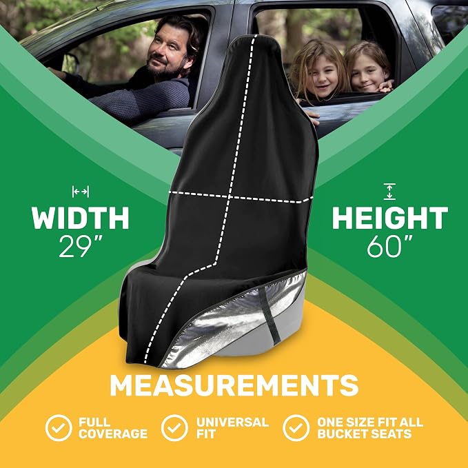 EliteSport Front Seat Cover, Universal Fit Waterproof, Sweatproof, Odor-Resistant, and Machine Washable Car Seat Protector with Non-Slip Underlayer for Pet, Travel, and Outdoor Adventure, Black, 2Pack