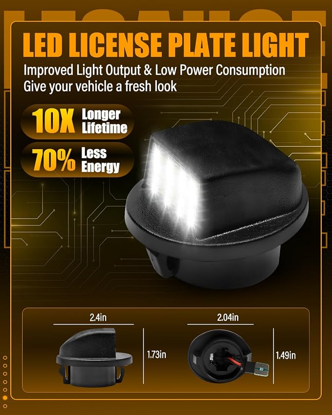 LESAUCE LED License Plate Lights Fit for Ford F150 F250 F350 Super Duty Ranger Explorer Bronco Excursion Expedition, 6500K White, 24PCS LED Chips, Tag Lamp Assembly Replacement, Pack of 2