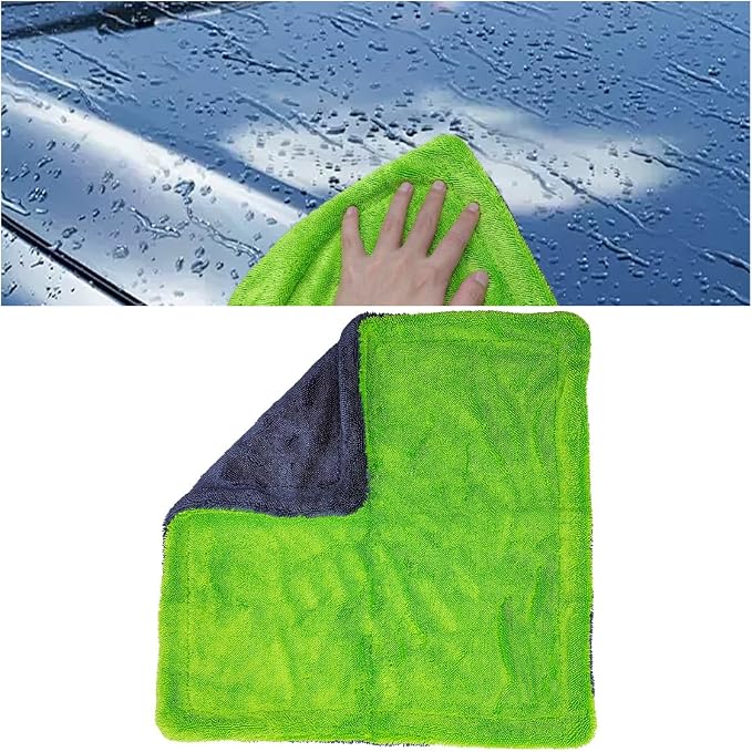 15"×15" Car Drying Towel, 1400 GSM Extra Large Microfiber Cleaning Towel with Twisted-Loop Technique, Ultra Absorbent & Scratch-Free Drying Cloth for SUV Truck RV, Machine Washable (40x40cm)