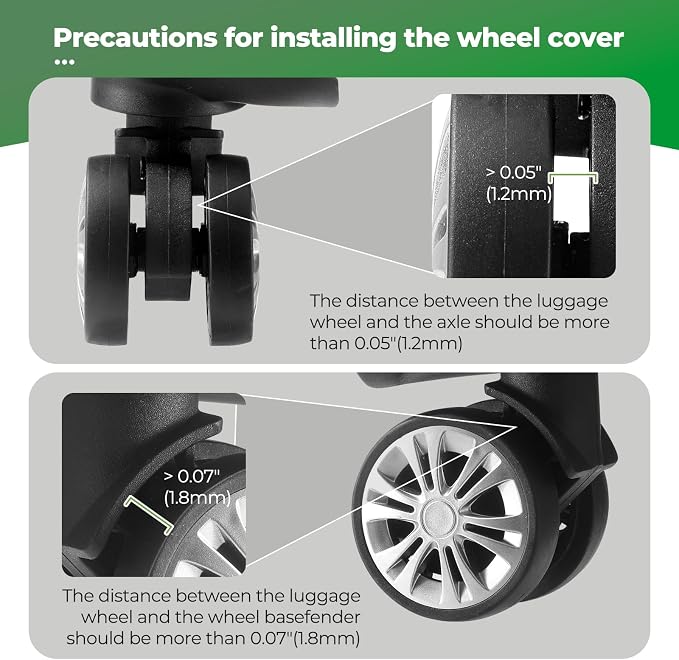 8Pcs Luggage Wheel Covers, Travel Accessories (Gradient Forest Green) | Wear-resistant & anti-noise silicone covers. Fits 2-2.4" wheels. Protects suitcase wheels. Travel essential for suitcases