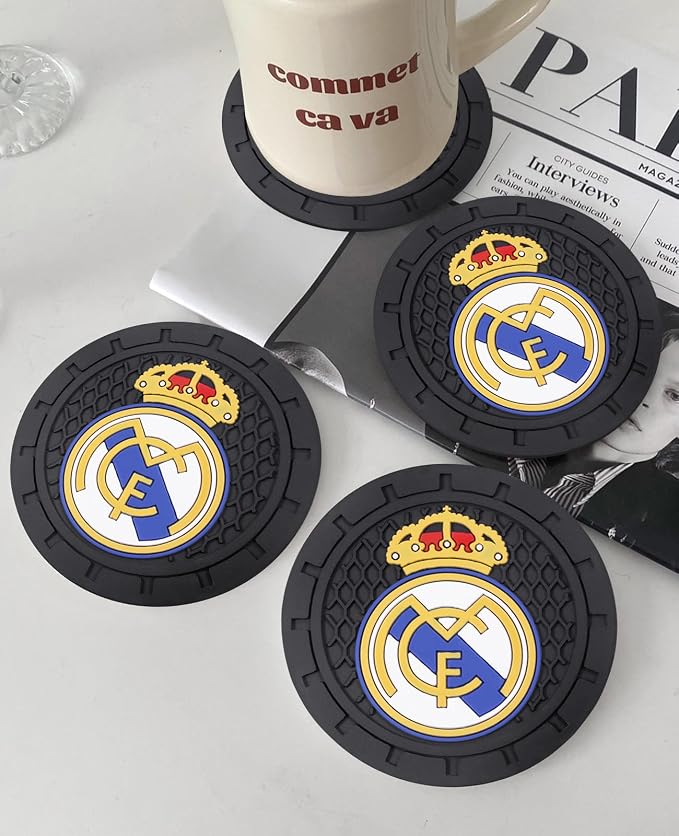 Cup Holder Insert Coaster for Real Madrid UEFA UCL Fans,Anti Slip Car Cup Coaster Interior Accessories