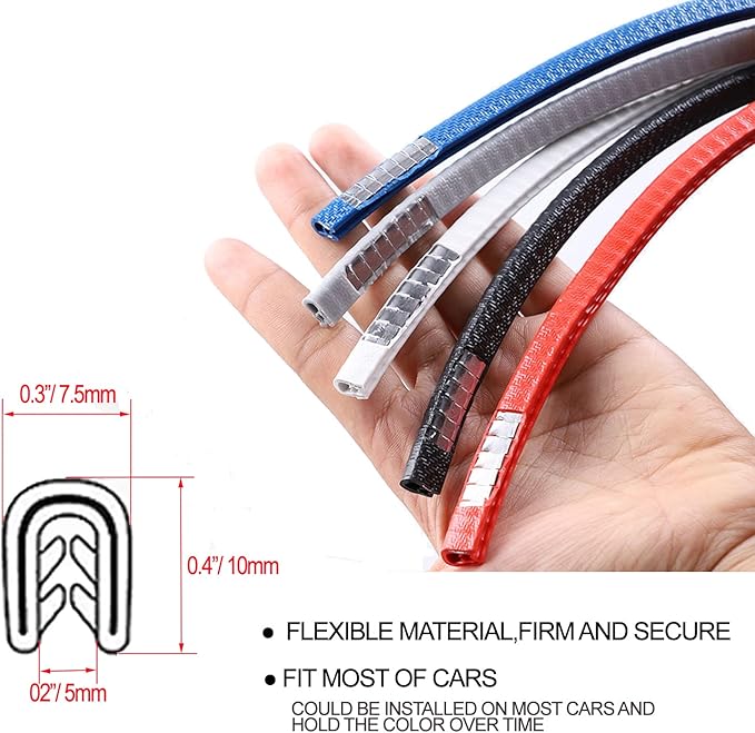 Car Door Edge Guards Red, 32.8Ft(10M) Car Door Edge Protector Rubber U Shape Edge Trim Universal Fit for Jeep Trucks Offroad SUV All Vehicles with Rubber Mallet(Red 32.8FT)