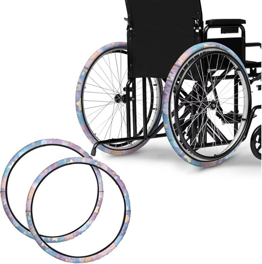 Cartoon Stars Moon Wheelchair Wheel Covers Non-Slip Wheelchair Accessories Tyre Covers to Protect Floors Carpets Fits 24" Wheels Set of 2 Pairs
